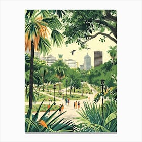 City Park Storybook Illustration 4 Canvas Print