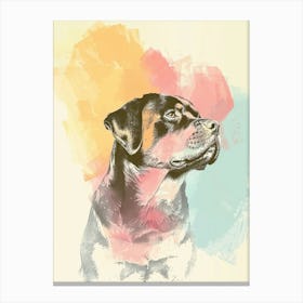Rottweiler Dog Pastel Watercolour Illustration Canvas Print