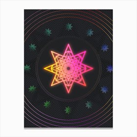 Neon Geometric Glyph in Pink and Yellow Circle Array on Black n.0147 Canvas Print