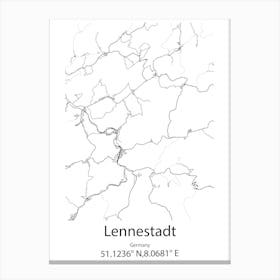 Lennestadt,Germany Minimalist Map Canvas Print