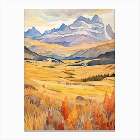 Autumn National Park Painting Torres Del Paine National Park Chile 5 Canvas Print