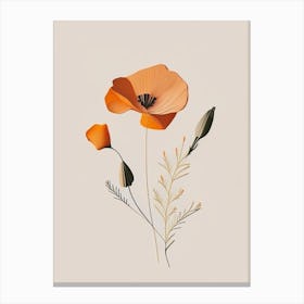 California Poppy Spices And Herbs Retro Minimal 5 Canvas Print