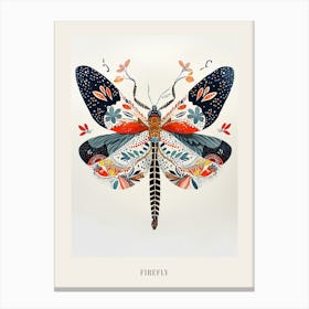 Colourful Insect Illustration Firefly 8 Poster Canvas Print
