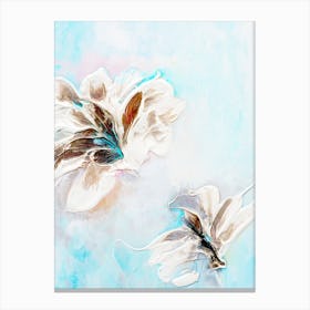 Aqua Teal Flower Painting 1 Canvas Print
