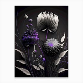 Purple black flowers Canvas Print