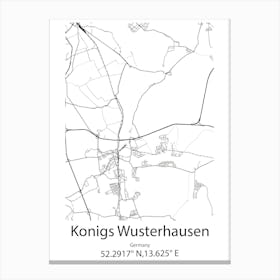 Konigs Wusterhausen,Germany Minimalist Map Canvas Print