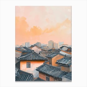 Seoul Rooftops Morning Skyline 3 Canvas Print