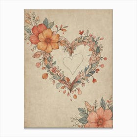 Heart With Flowers 1 Canvas Print