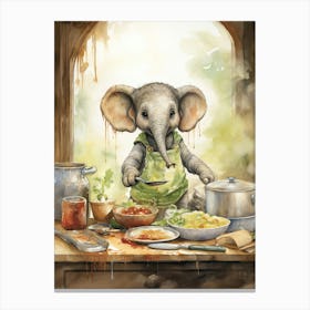 Elephant Painting Cooking Watercolour 4 Canvas Print