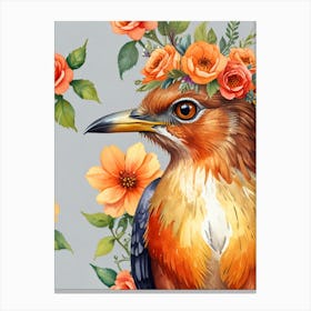 Kingfisher With Flowers 6 Canvas Print