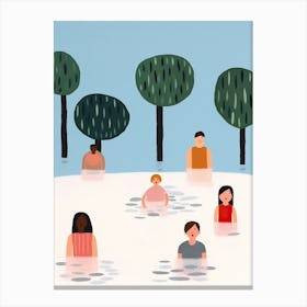 Tiny People At The Pool Illustration 2 Canvas Print