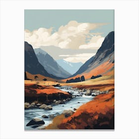 Glen Coe Scotland 4 Hiking Trail Landscape Canvas Print