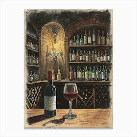 Wine Cellar Illustration 1 Canvas Print