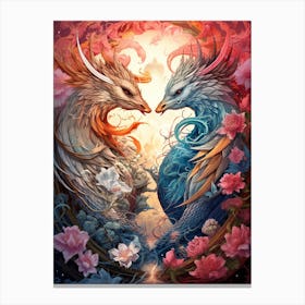 Dragon And Phoenix Illustration 8 Canvas Print