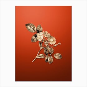 Gold Botanical Redleaf Rose on Tomato Red n.4798 Canvas Print