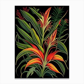 Heliconia 2 Floral Botanical Vintage Poster Flower Canvas Print