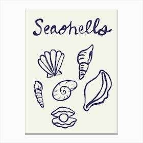 Seashell Doodles, Seashell Line Art, Minimalism Seashell Design 11 Canvas Print
