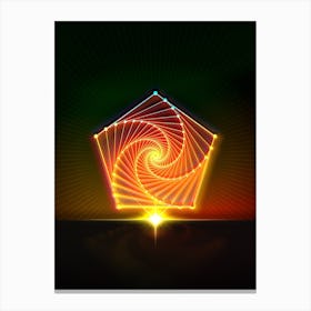 Neon Geometric Glyph in Watermelon Green and Red on Black n.0409 Canvas Print