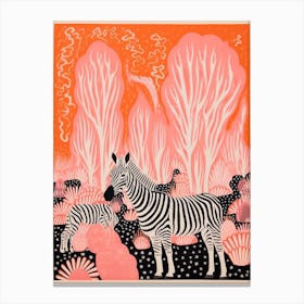 Zebra Pink & Orange 2 Canvas Print