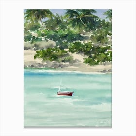 Ambergris Cay Turks And Caicos Watercolour Tropical Destination Canvas Print