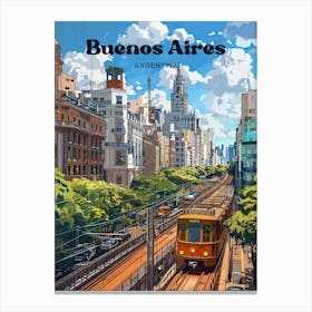 Buenos Aires Argentina Train Art Illustration Canvas Print