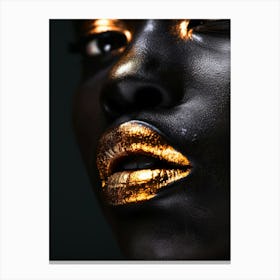 Black Woman With Gold Lips 1 Canvas Print