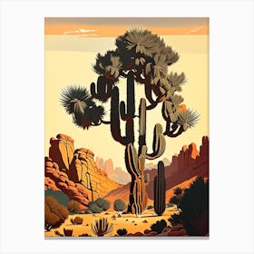 Joshua Trees In Grand Canyon Retro Illustration (3) Canvas Print