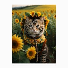 Sunflower Cat Canvas Print