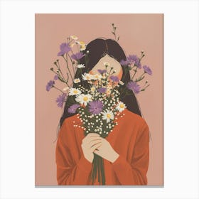 Spring Girl With Purple Flowers 7 Canvas Print