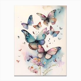 Butterflies Flying In The Sky Watercolour Ink 3 Canvas Print