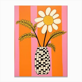 Wild Flowers Orange Tones In Vase 3 Canvas Print