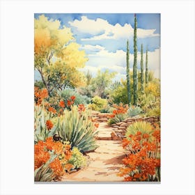 Desert Botanical Garden Usa Watercolour 1 Canvas Print