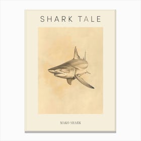 Mako Shark Vintage Illustration 2 Poster Canvas Print