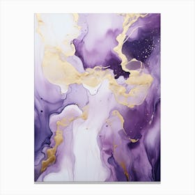 Purple, White, Gold Flow Asbtract Painting 1 Canvas Print