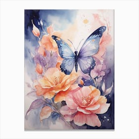 Butterfly And Flowers 1 Canvas Print