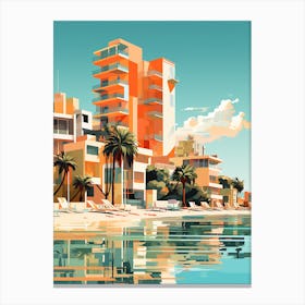 Abstract Illustration Of St Pete Beach Florida Orange Hues 3 Canvas Print