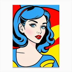 Vintage Vibrance: Halftone Mastery of Feminine Grace Pop Girl Canvas Print