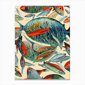Northern Krill Vintage Graphic Watercolour Canvas Print