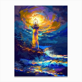 Lighthouse At Night 16 Canvas Print