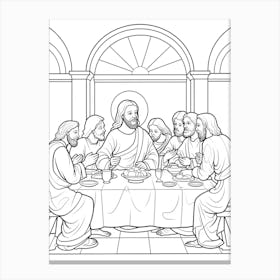 Line Art Inspired By The Last Supper 11 Canvas Print