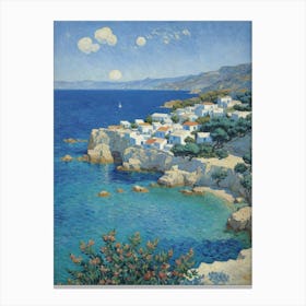 Mediterranean Haven Village By The Sea Canvas Print