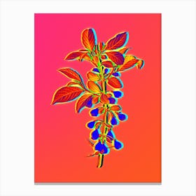 Neon Mountain Silverbell Botanical in Hot Pink and Electric Blue n.0560 Canvas Print