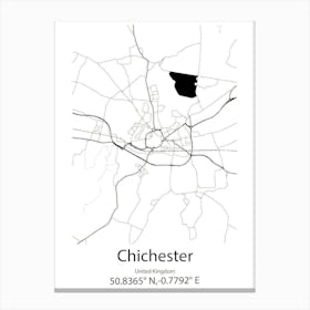 Chichester,United Kingdom Minimalist Map Canvas Print