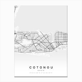 Cotonou Benin White Map Canvas Print