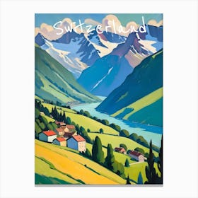 Switzerland Travel Poster Fauvist Style Painting Canvas Print