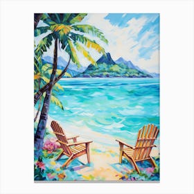 An Oil Painting Of Matira Beach, Bora Bora 3 Canvas Print