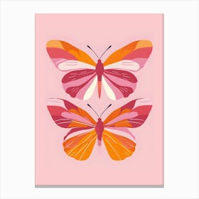 Butterflies On A Pink Background Canvas Print