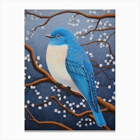 Ohara Koson Inspired Bird Painting Eastern Bluebird 2 Canvas Print