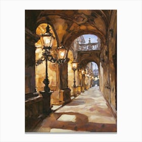 Street In Prague Art Canvas Print