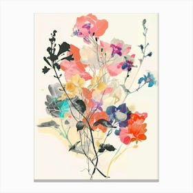 Coral Bells 1 Collage Flower Bouquet Canvas Print